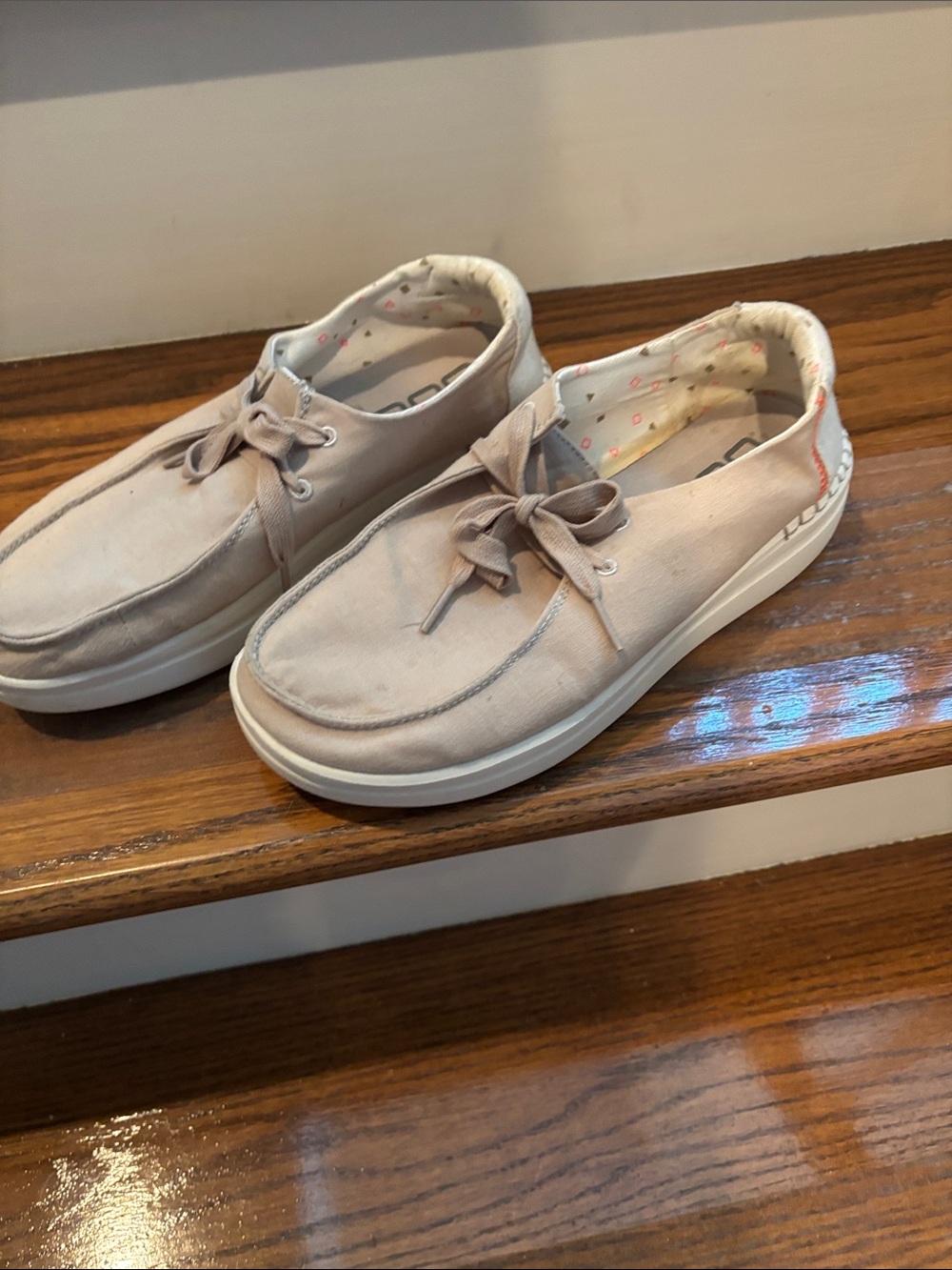 Hey Dude Men's Light Beige Slip-On Loafers